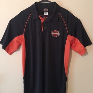 Harley Davidson Mens Black & Orange Short Sleeve